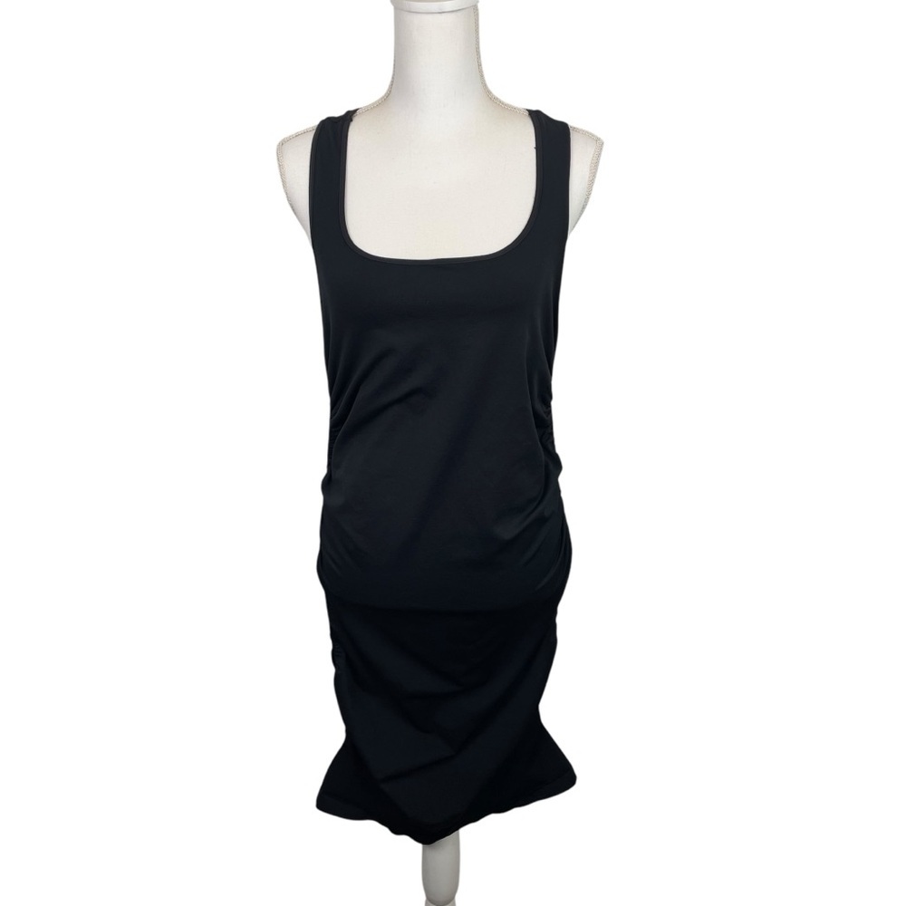 Blanqi | Black Racerback Tank Ruched Stretch Maternity Dress